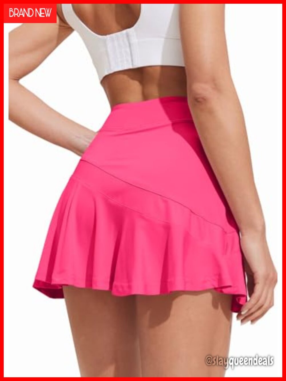 Pleated Tennis Skort with Anti-Slip Strip High Waisted Pocket